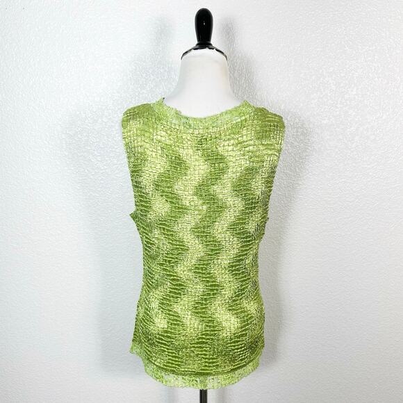 Nicola Womens Vintage 90s Y2K Crinkle Scrunch Pleat V Neck Lace Trim Tank Top XL - Picture 5 of 10